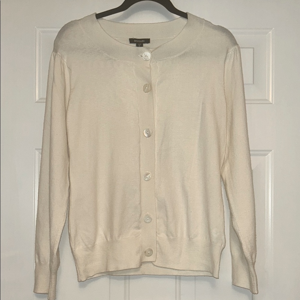 Bogari Silk Cotton Button Cardigan Sweater XL NWOT Lightweight Preppy Minimalist